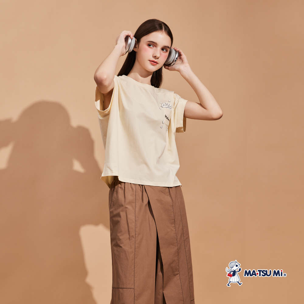 MA‧TSU Mi 3D立體發泡燙畫爆米花寬鬆棉上衣(粉黃)