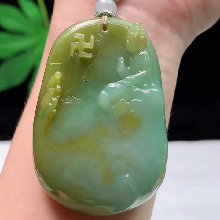 翡翠黃翡佛牌,天然翡翠A玉, 緬甸玉, Jade, Jadeite