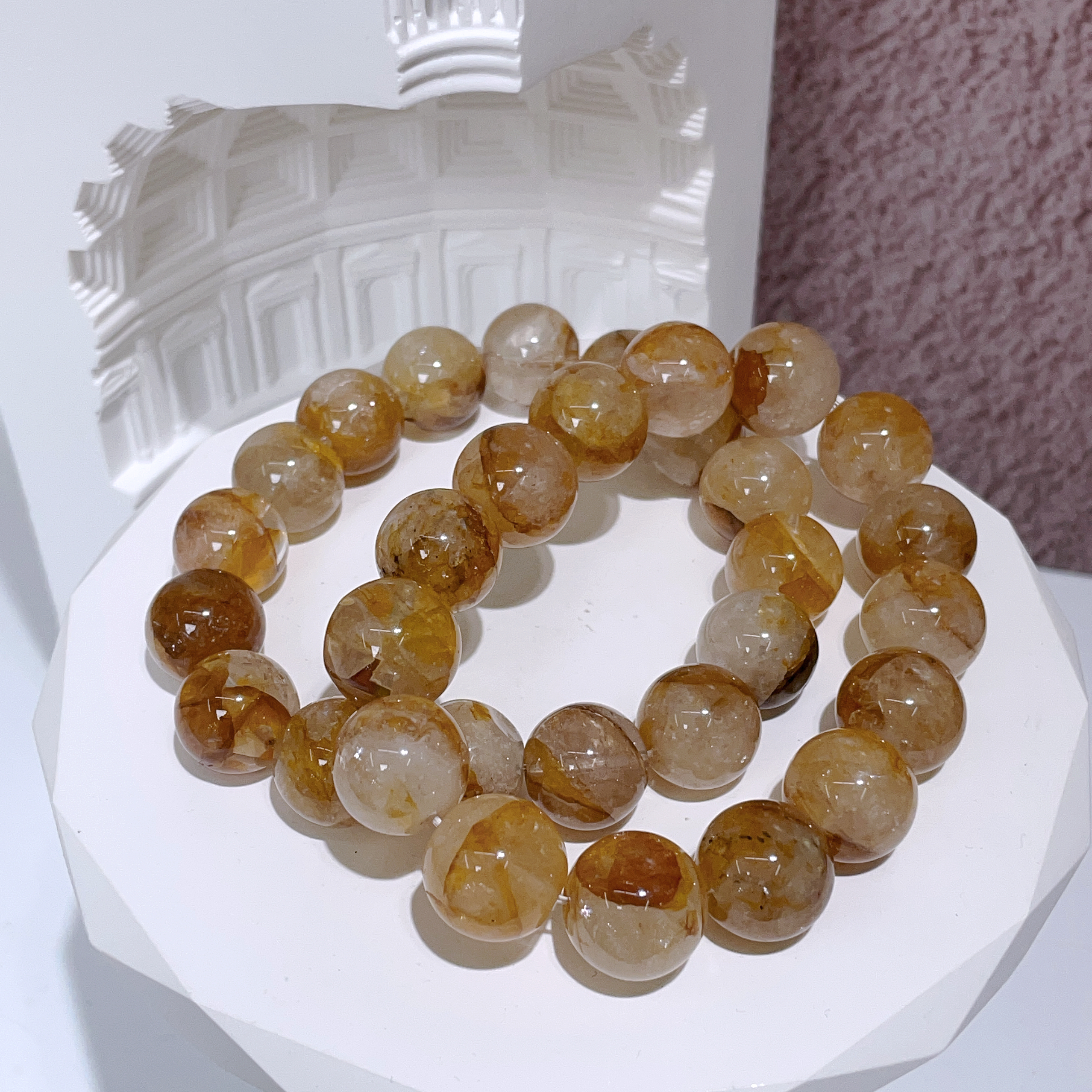 黃膠花手串 13mm+