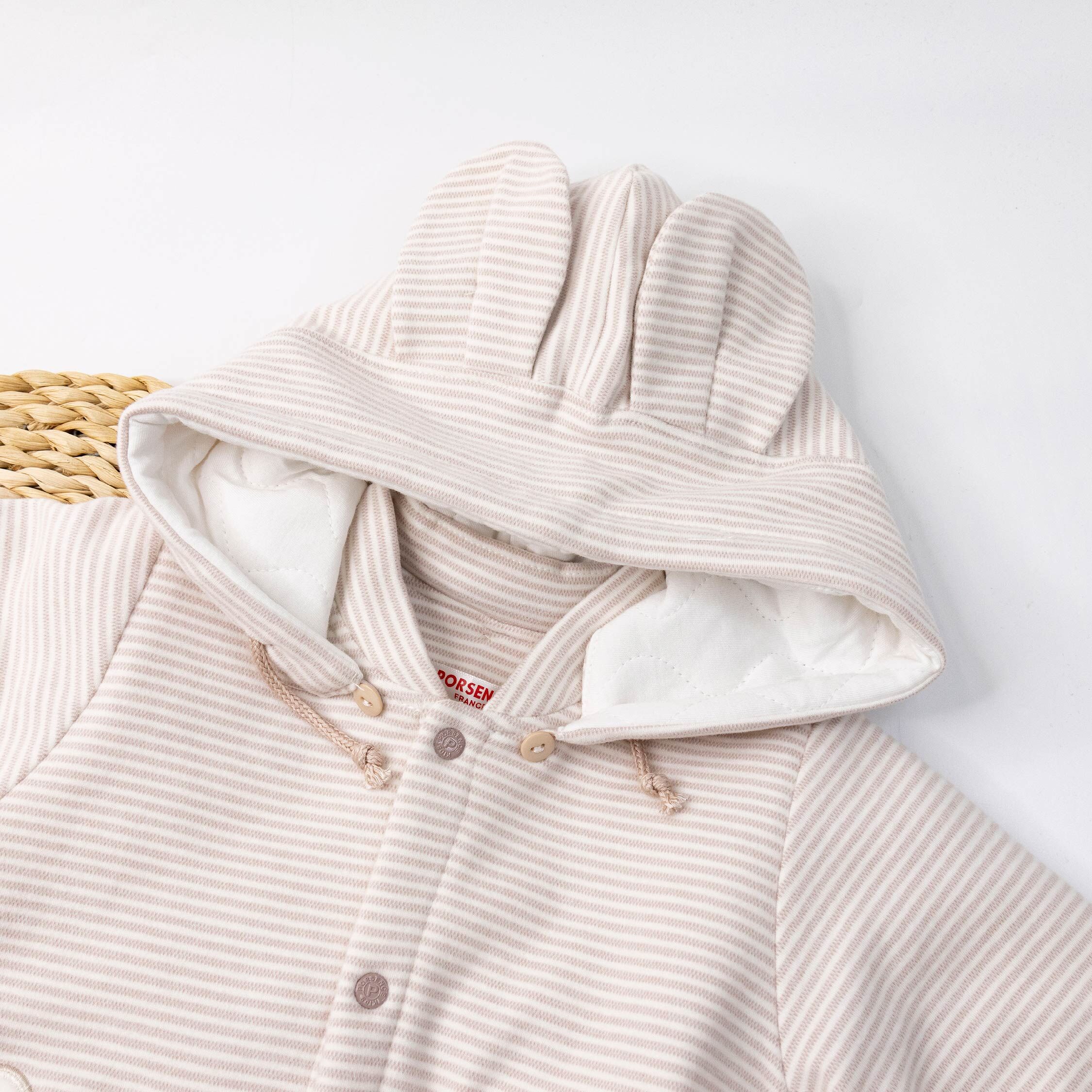 波紳士【12527】可愛熊&兔條紋鋪棉連帽連身裝/連身衣＊二色