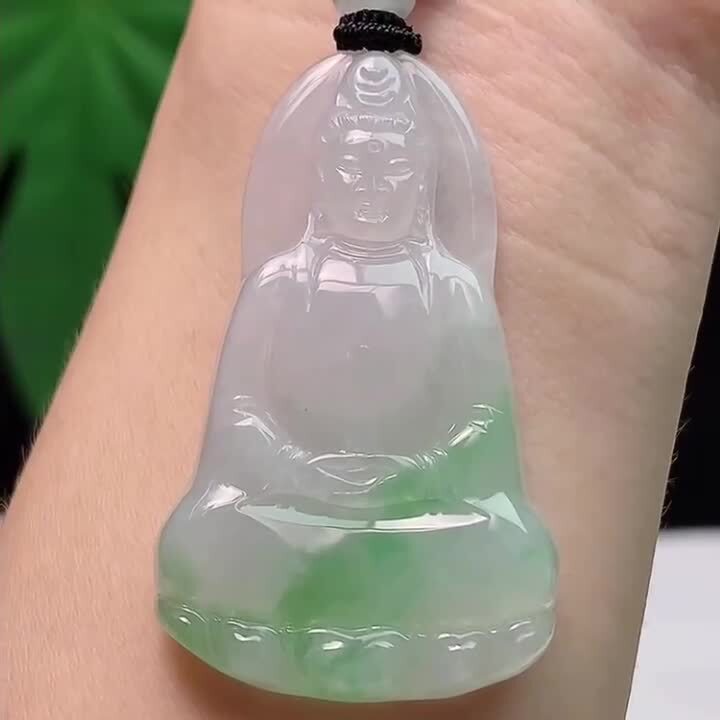 翡翠飄綠素衣觀音,天然翡翠A玉, 緬甸玉, Jade, Jadeite