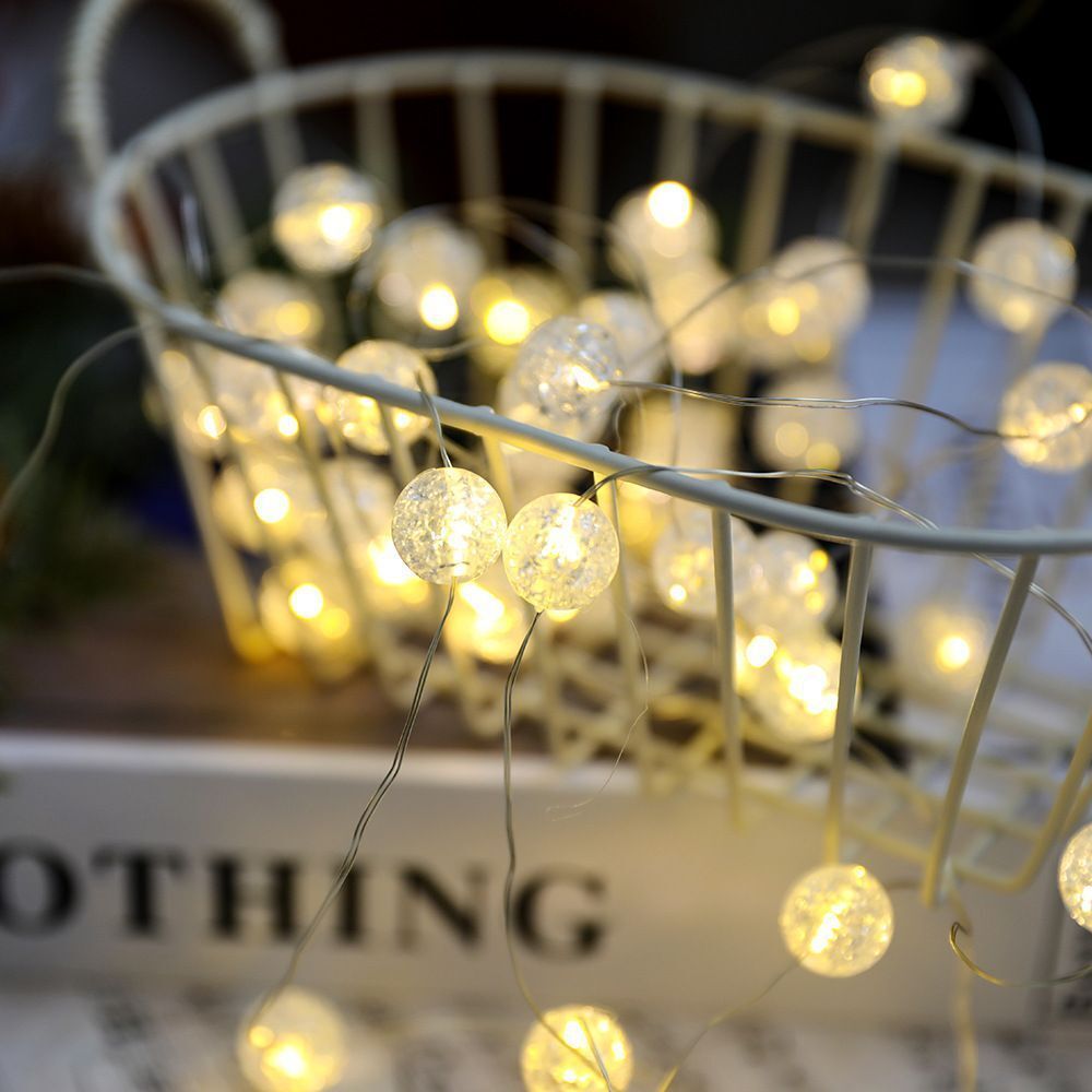 【台灣現貨速發】裂紋珠銅線燈｜１米 ３米｜聖誕樹裝飾 裝飾燈串 LED燈串 圓珠裝飾 彩燈 圓珠燈 銅線燈