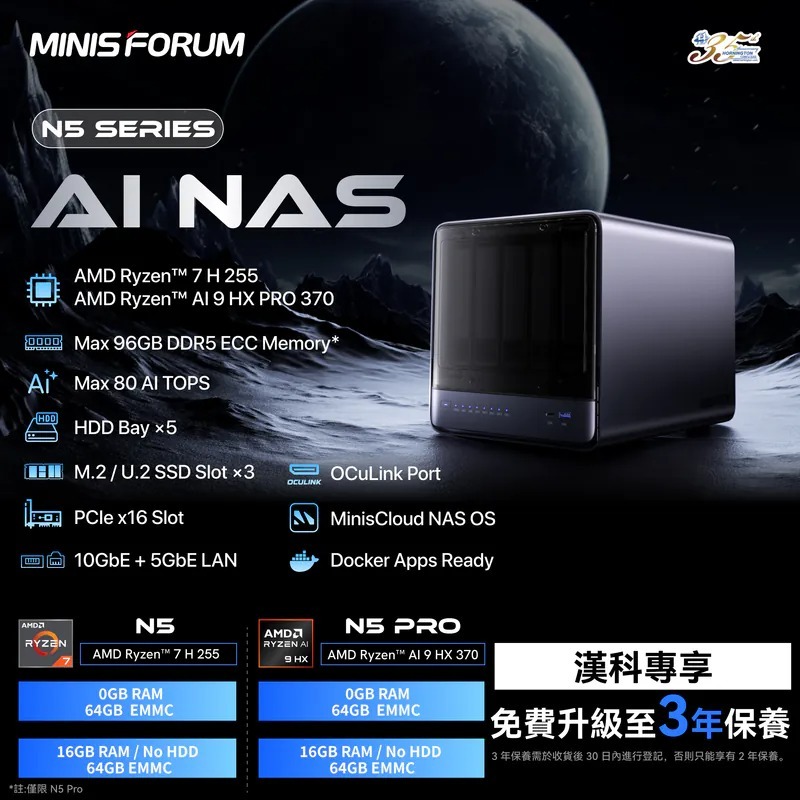 Minisforum N5 / N5 Pro AI NAS (BS-MN5PRO/CS-MN5PROA/BS-MN5255/CS-MN5255)