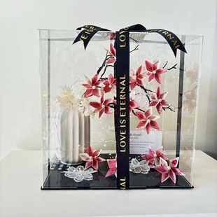 【台灣現貨速發】壓克力包裝盒 透明盒禮物花盒 壓克力盒｜需要ＤＩＹ組裝｜红書款 發財樹 有錢花 帆船必用