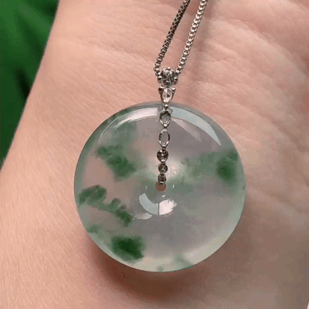 91329 翡翠冰種飄花平安扣 (22.9mm直徑)