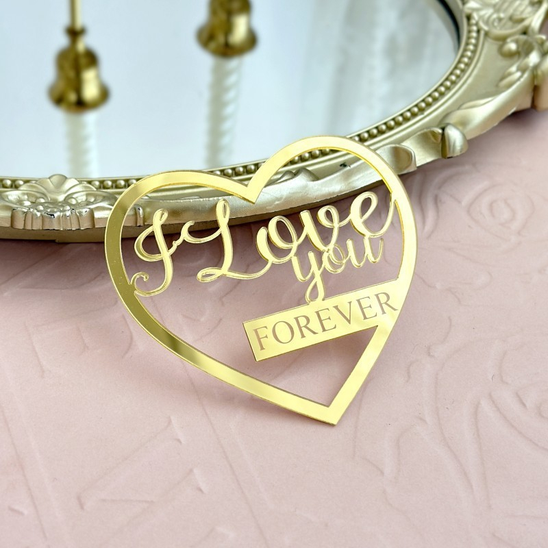 【台灣現貨速發】 愛心蛋糕裝飾 插牌 愛心 ＬＯＶＥ 永遠｜花藝插牌 玫瑰金 情人節 愛情