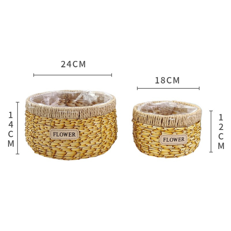 【台灣現貨速發】籐籃 草編花盆 禮籃 竹籃｜原型造型 大小兩尺寸｜鄉村風 多肉植物 插乾花