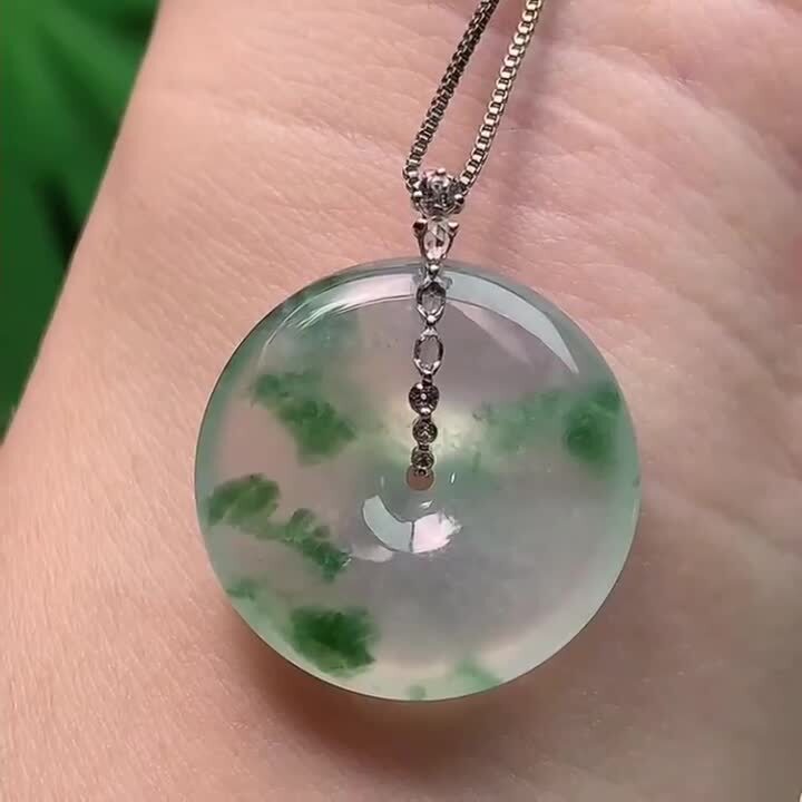 翡翠冰種飄花平安扣 (22.9mm直徑),天然翡翠A玉, 緬甸玉, Jade, Jadeite