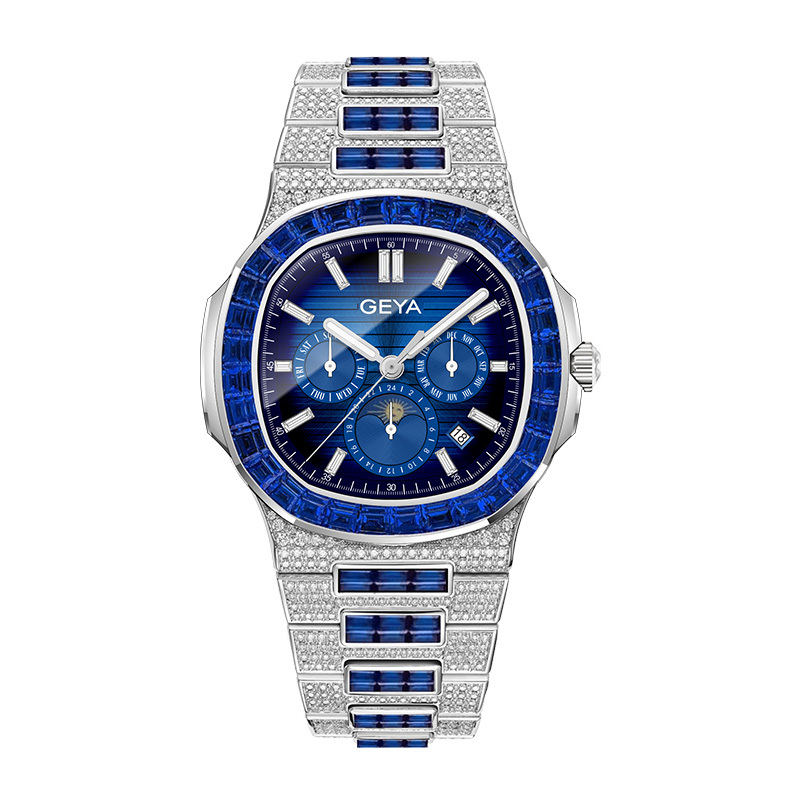 【GEYA 格雅】G78152GWB/G78152GWN 機械 真三眼 鏤空 晶鑽 夜光 日月星辰 手錶