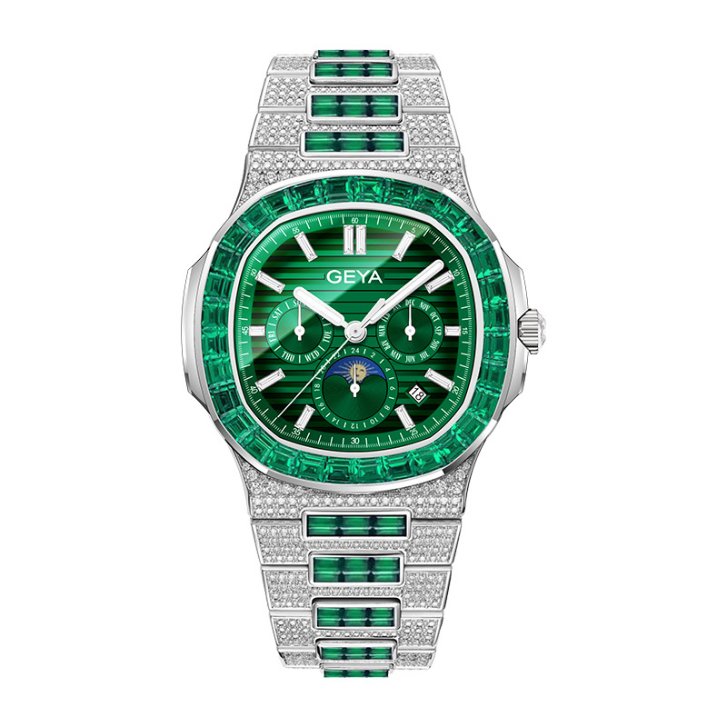 【GEYA 格雅】G78152GWB/G78152GWN 機械 真三眼 鏤空 晶鑽 夜光 日月星辰 手錶