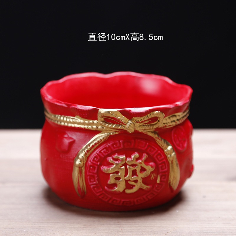 【台灣現貨速發】聚寶盆 紅福袋桶 插乾燥花盆 鮮花花器 新年桶 百福桶｜新年 開幕 賀新居系列