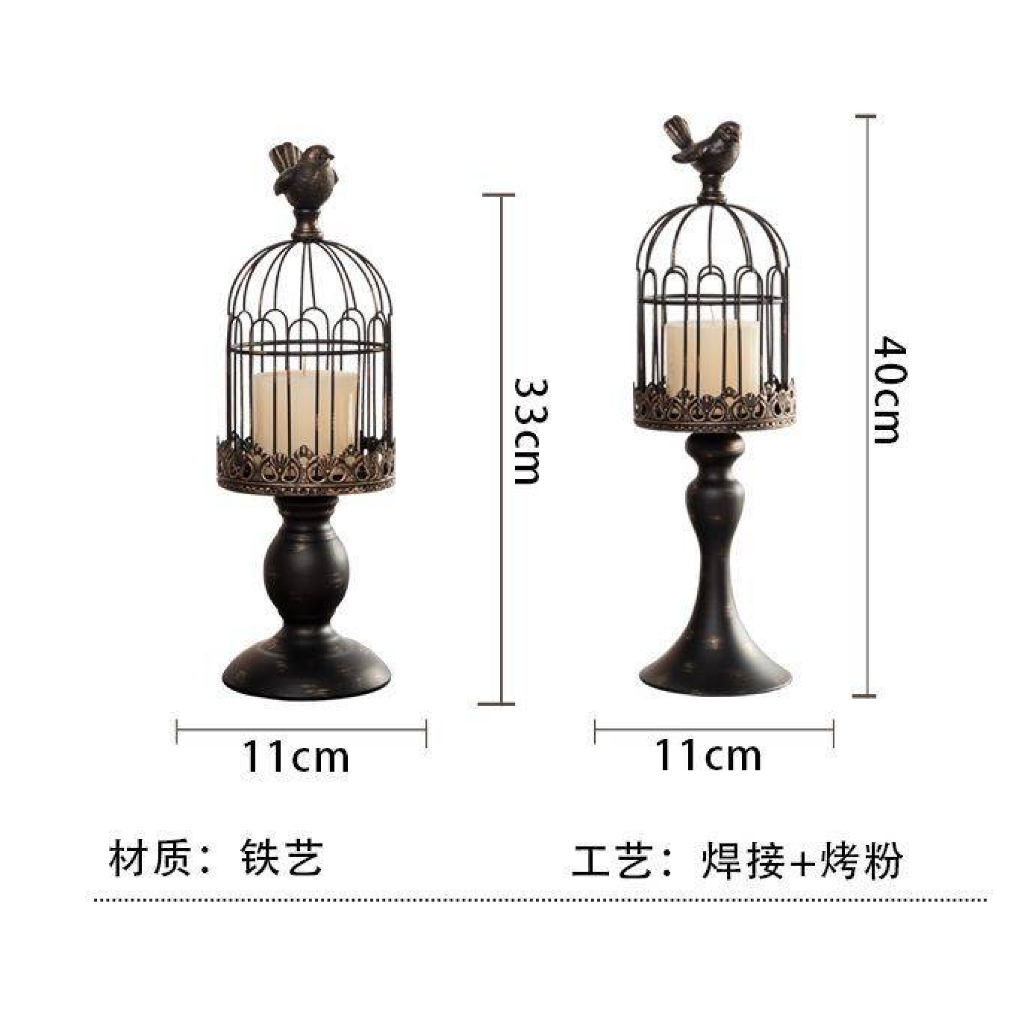 【台灣現貨速發】鐵藝高鳥籠 復古懷舊 做舊感 新款鳥籠燭台花器 可插乾燥花
