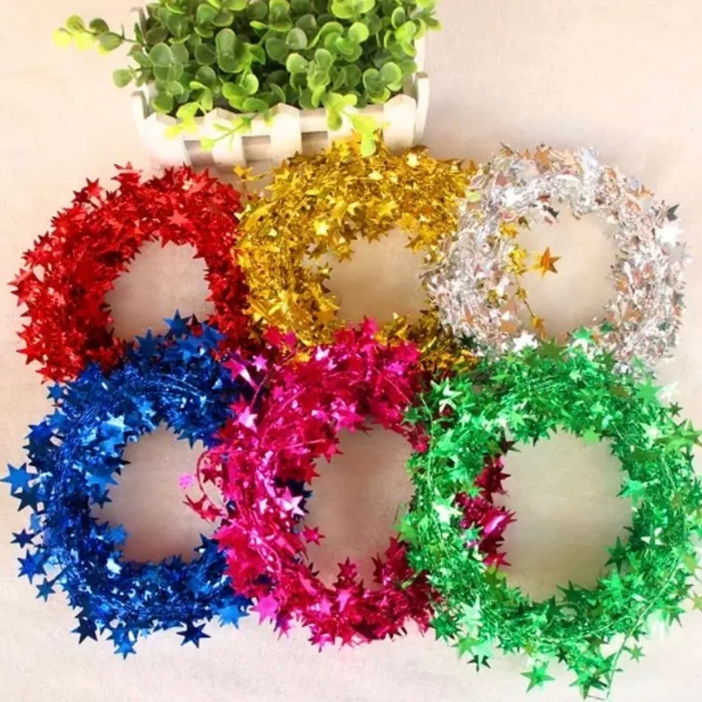 【台灣現貨速發】聖誕星星彩條 鐵絲拉花彩帶｜聖誕節 聖誕樹裝飾 聖誕節佈置