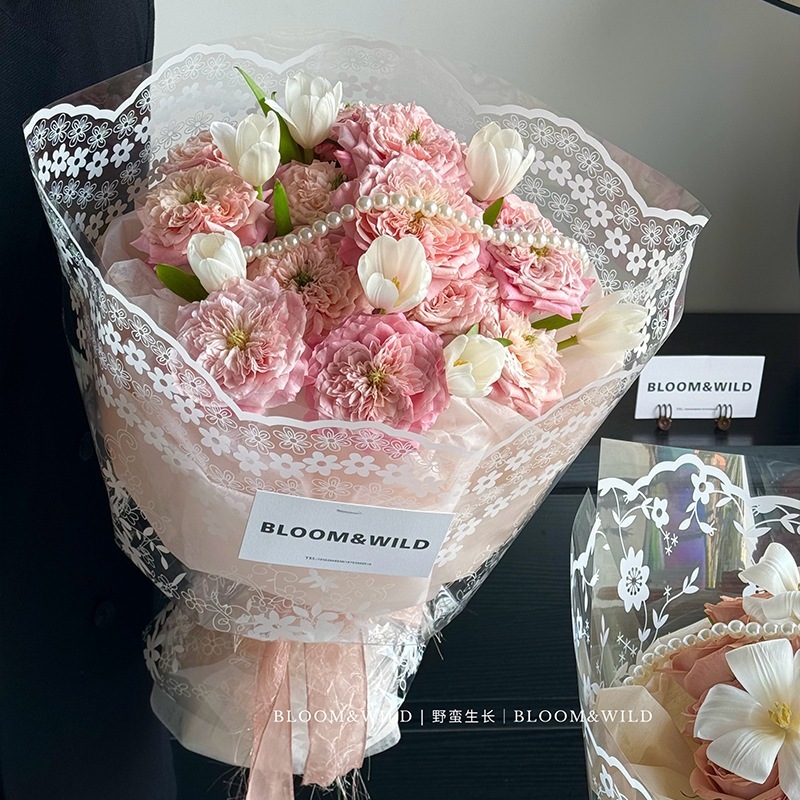 【台灣現貨速發】蕾絲玻璃紙 透明蕾絲包裝紙｜花束 玻璃紙 包裝紙 蕾絲 花紋