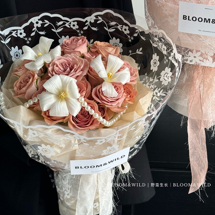 【台灣現貨速發】蕾絲玻璃紙 透明蕾絲包裝紙｜花束 玻璃紙 包裝紙 蕾絲 花紋