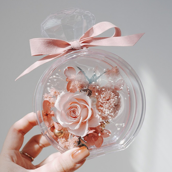 【台灣現貨速發】永生花香水瓶 DIY造型瓶｜壓克力 花器 鑽石造型