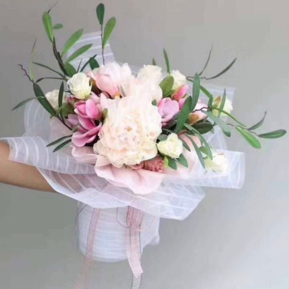 【台灣現貨速發】橫條白紗網｜包花束 包裝紙 網紗 紗網 條紋