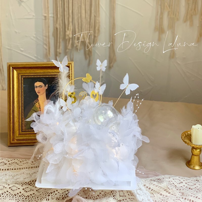 【台灣現貨速發】珍珠羽毛纱花 紗花圍邊｜ 蛋糕裙邊 束圍邊紗邊 材料 紗花 花藝材料 羽毛 珍珠