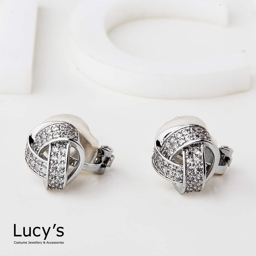 鑲鑽結飾 夾式耳環 (二色) (103327/110775)