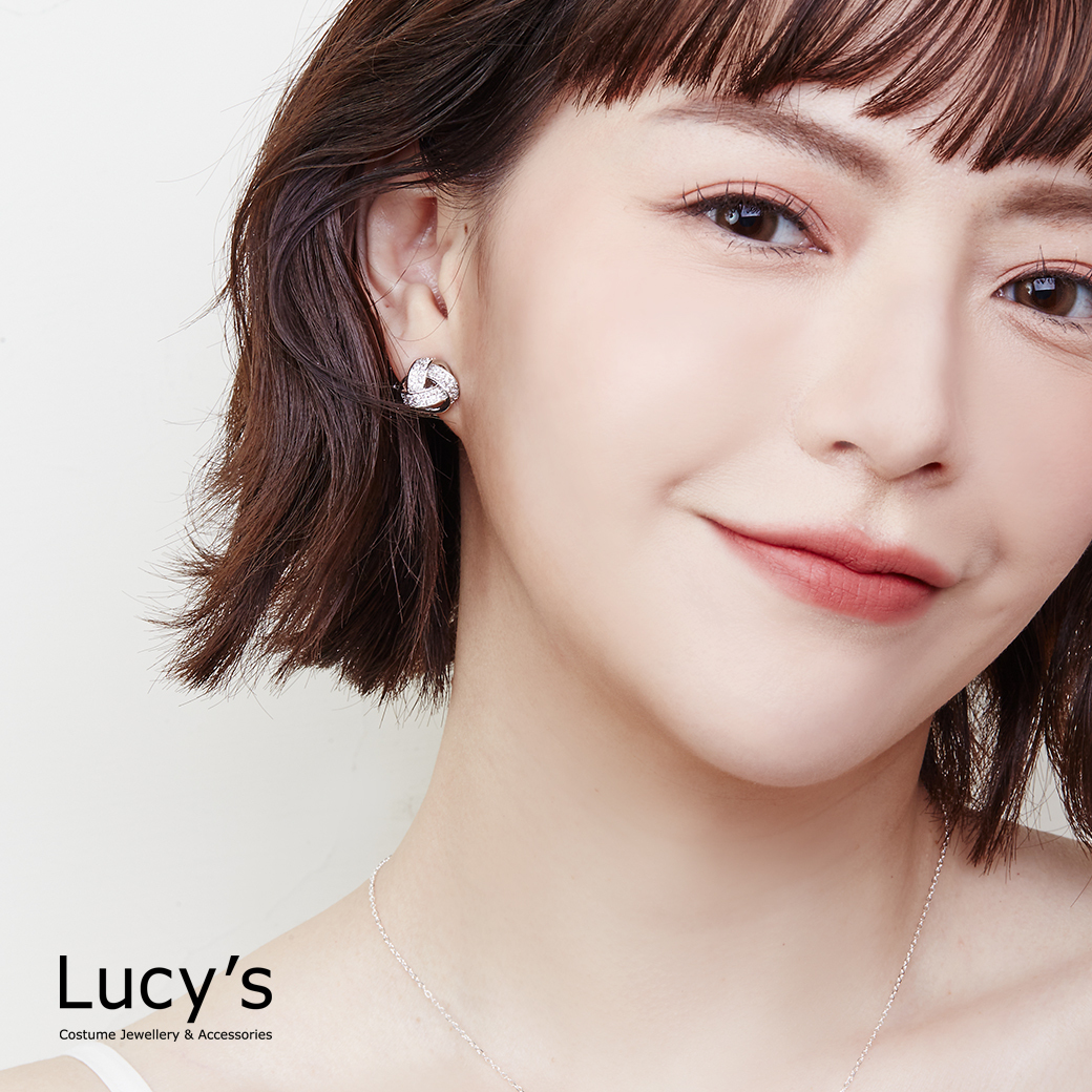 鑲鑽結飾 夾式耳環 (二色) (103327/110775)