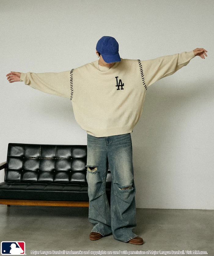 【日本限定】 MLB 別注限定款 縫線針織套頭衫