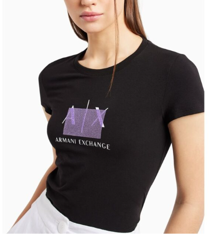 [S] ARMANI EXCHANGE COTTON SLIM FIT CREW NECK T-SHIRT,BLACK, 3DYT51-YJETZ-1200 (SAX186)