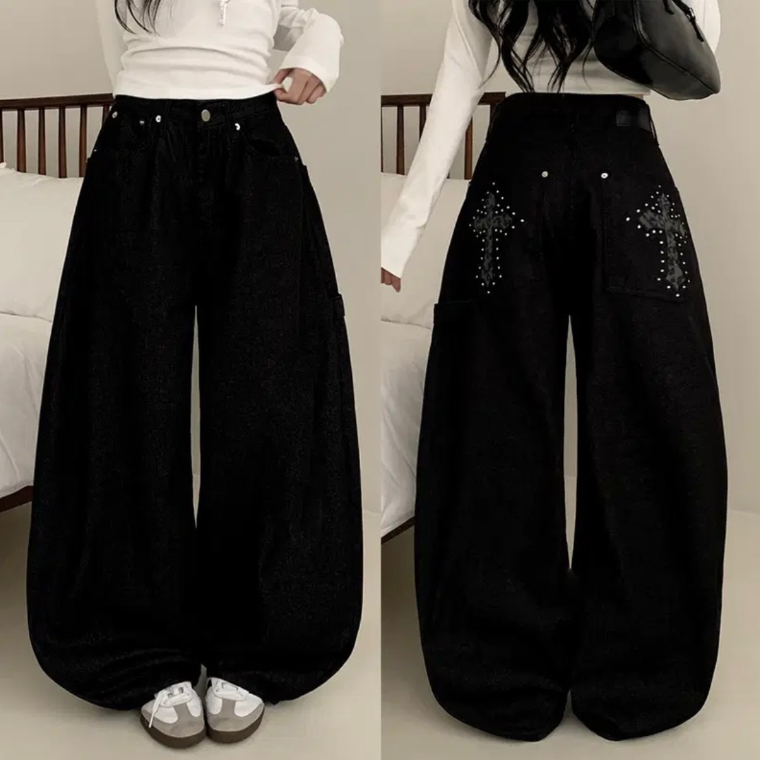 【優惠價預訂】25FW人氣批發款！韓國豹紋十字架彎刀褲