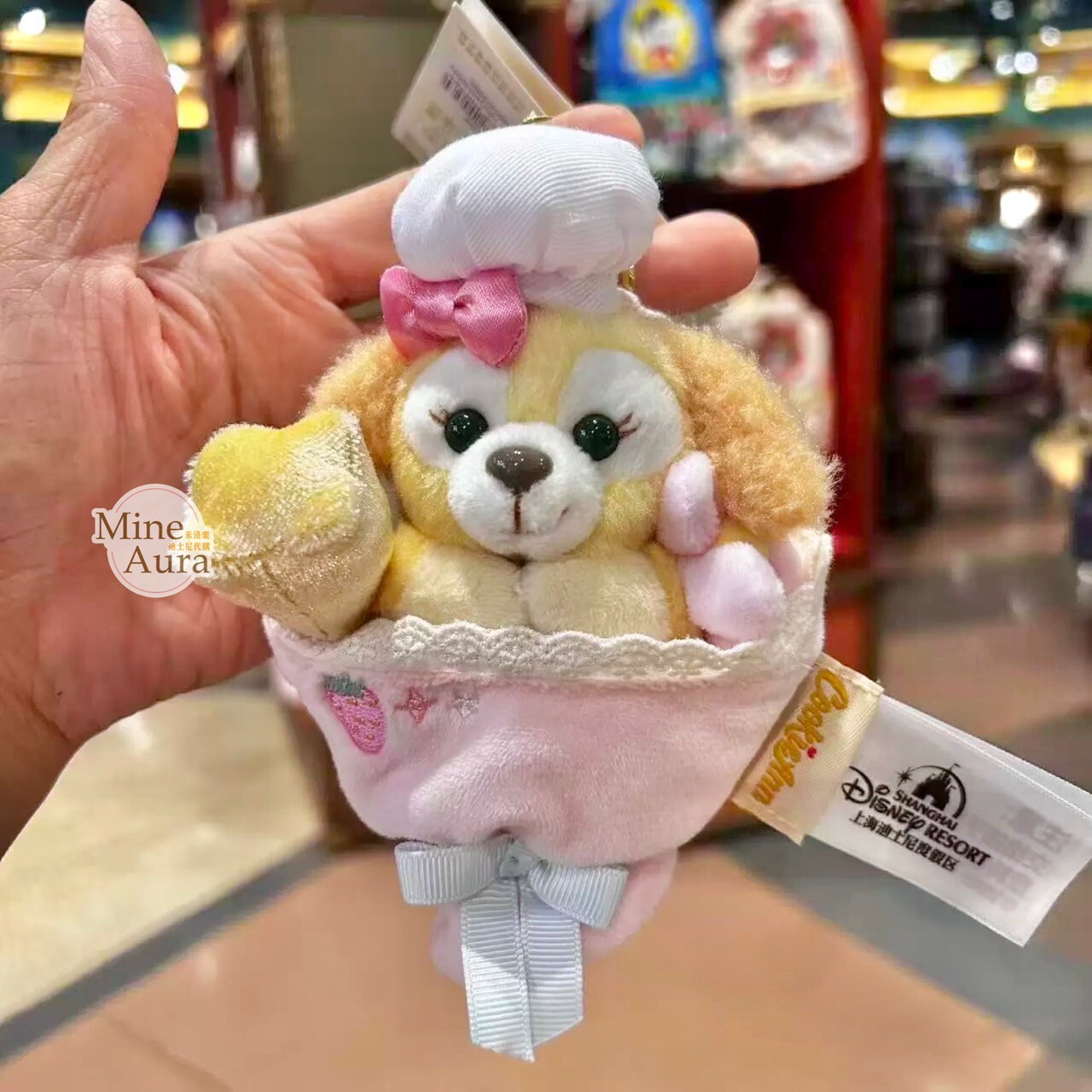達菲 Duffy 與好友們 可琦安 餅乾 CookieAnn 迷你花束造型 絨毛 鑰匙圈 吊飾 -上海迪士尼樂園