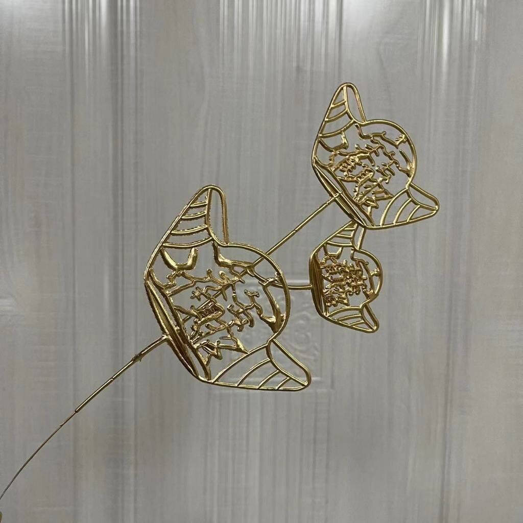 【台灣現貨速發】金色仿真花材  短支金葉子 金色仿真植物｜銀杏葉 金扇 錢幣 愛心｜短支金葉子 新年福桶插花 拍照道具