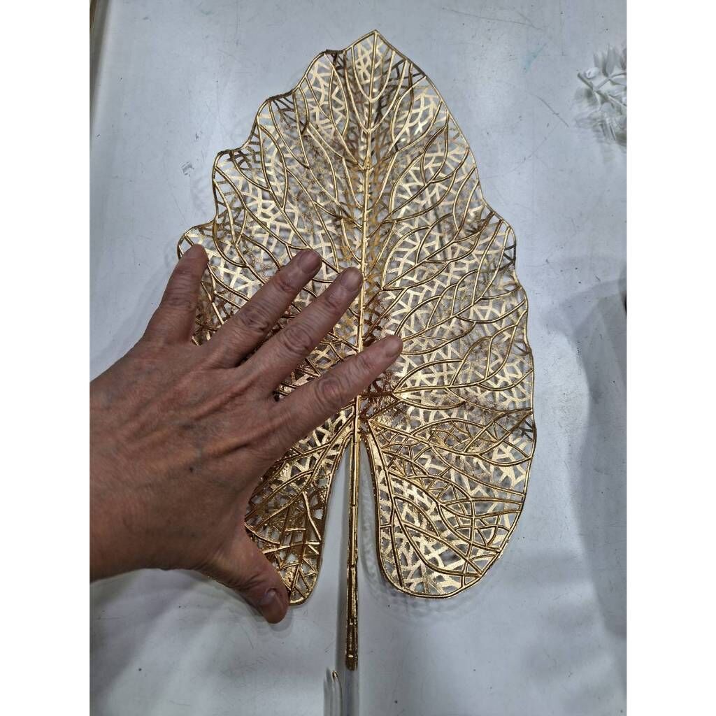 【台灣現貨速發】金色仿真花材｜金大網葉