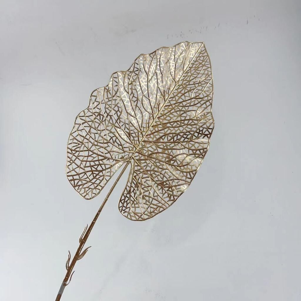 【台灣現貨速發】金色仿真花材｜金大網葉