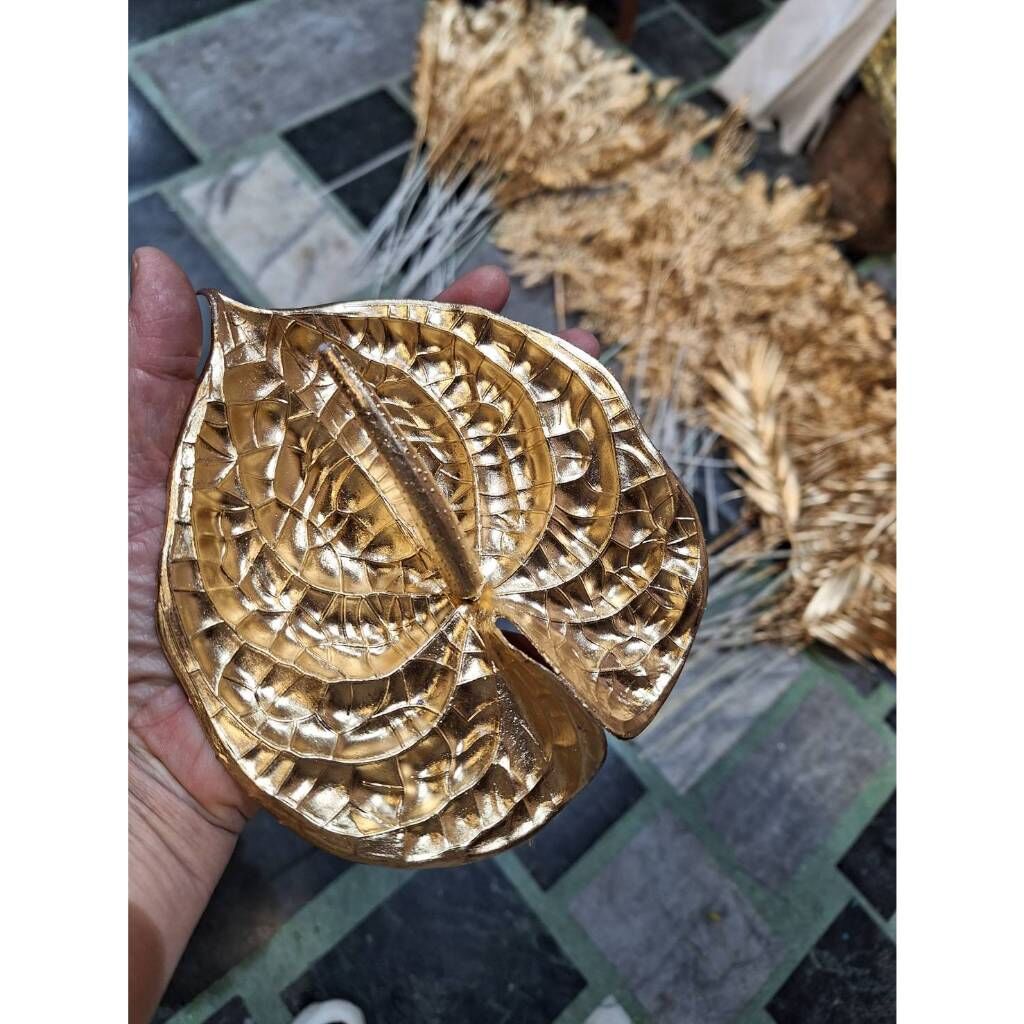 【台灣現貨速發】金色仿真花材｜金火鶴 蝴蝶蘭 繡球花