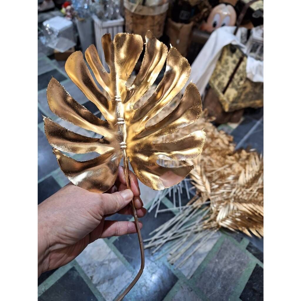 【台灣現貨速發】金色仿真花材｜金龜貝葉