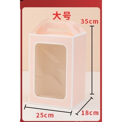 【台灣現貨速發】纸盒 手提盒 開窗禮物盒｜高35×寬25公分｜聖誕節禮盒 聖誕 紅色
