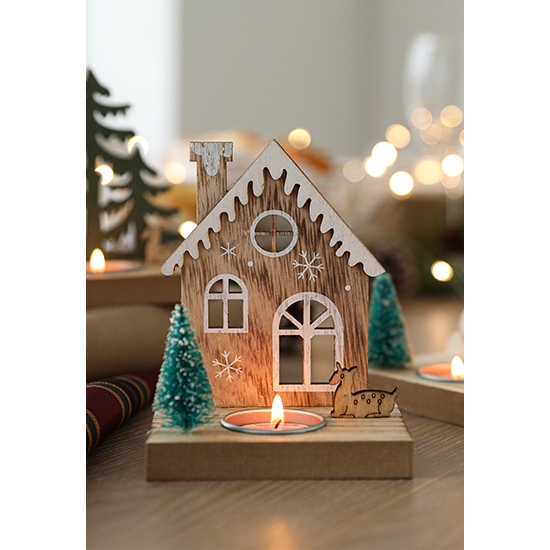 【台灣現貨速發】北歐風木屋 聖誕燭台 桌面裝飾品 桌面布置