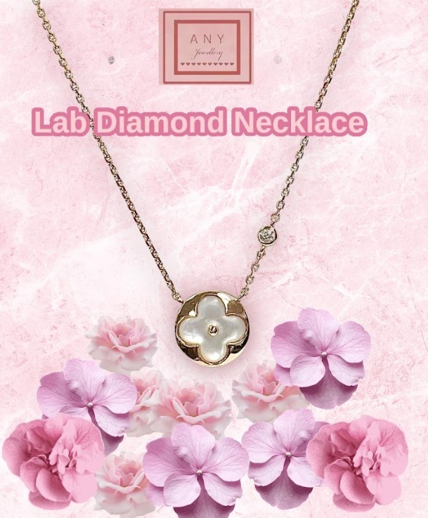 (4318)ANY JEWERLRY - N2675 Lab Diamond Necklace(rose gold)