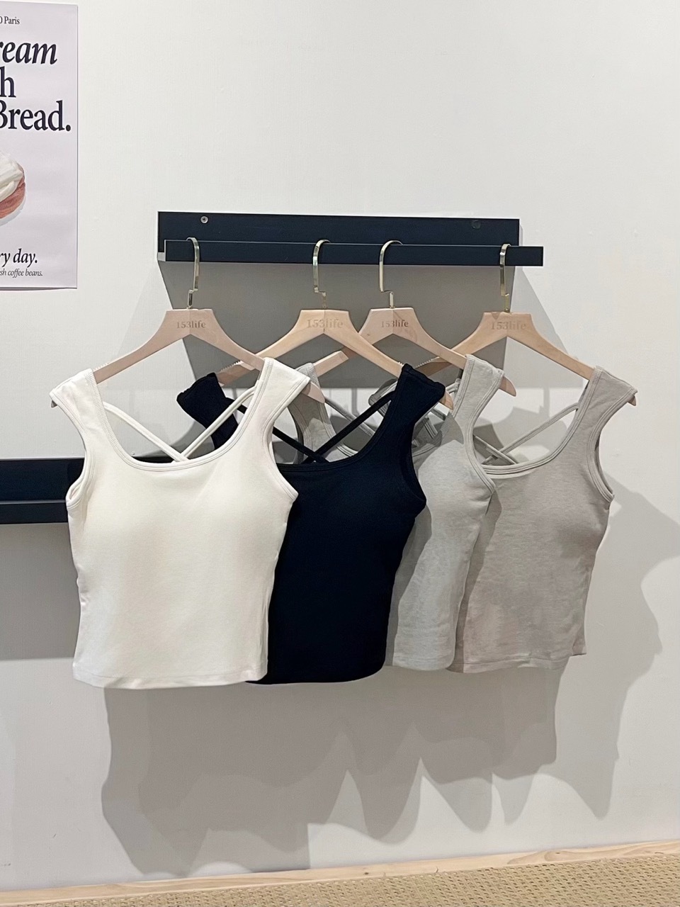 |現貨|內磨毛螺紋後交叉背心(4色)