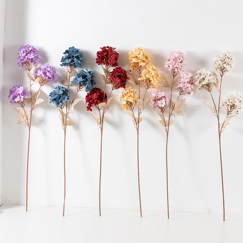 【台灣現貨速發】3頭寶塔繡球 仿真繡球花 繡球花 人造花 婚禮布景 拍摄道具 绢布花