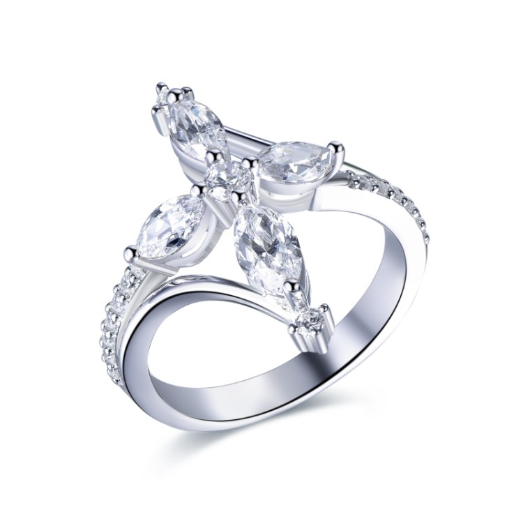 (4323) ANY JEWERLRY - R6816 Marquise Cross Ring (兩色/尺寸可選)