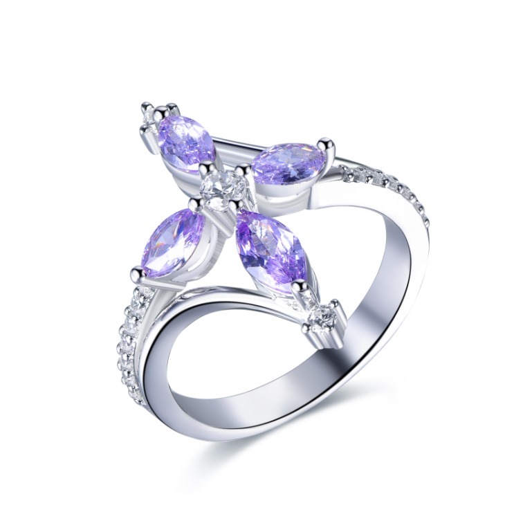 (4323) ANY JEWERLRY - R6816 Marquise Cross Ring (兩色/尺寸可選)