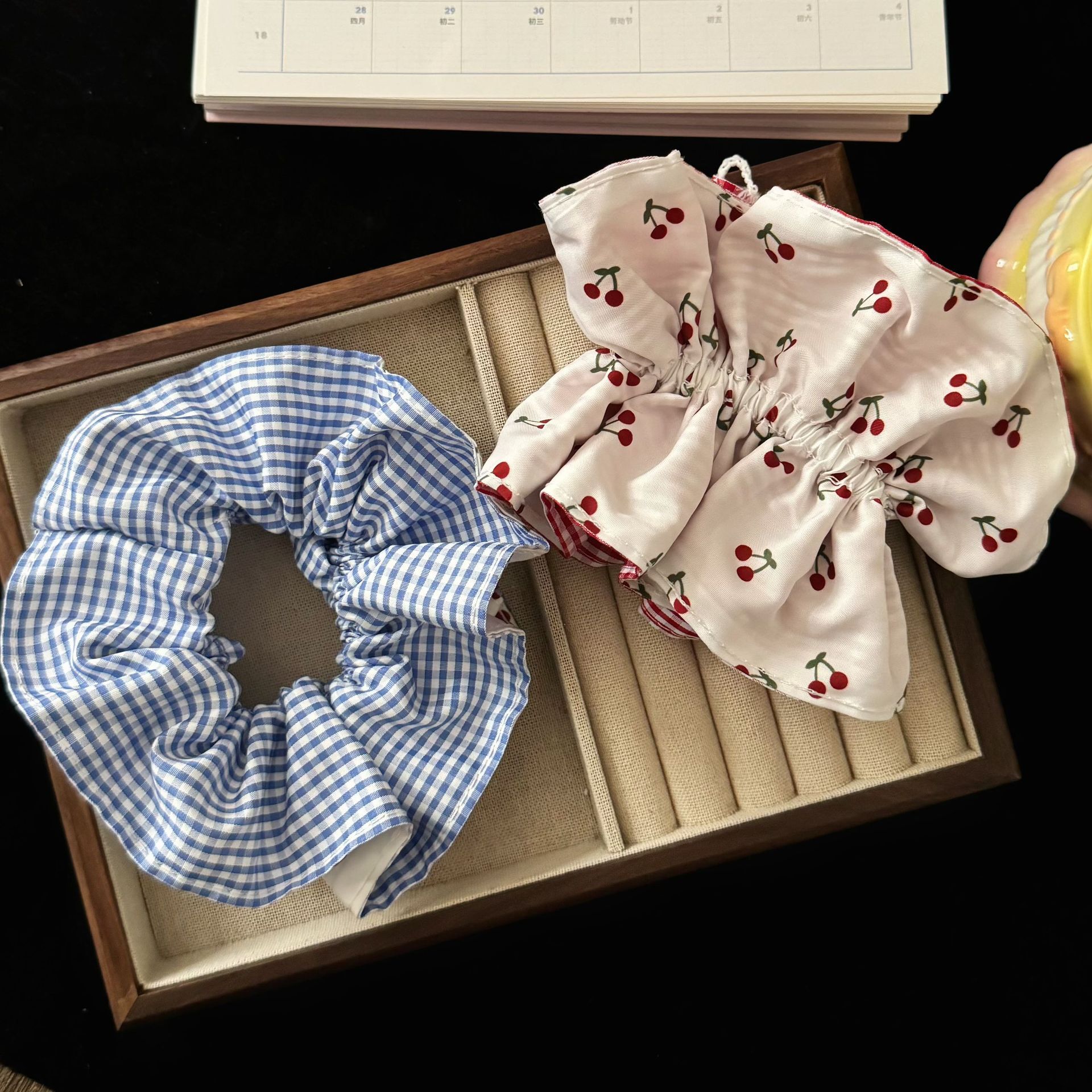 [3 FOR RM10] Korean Checkered Cherry Scrunchies