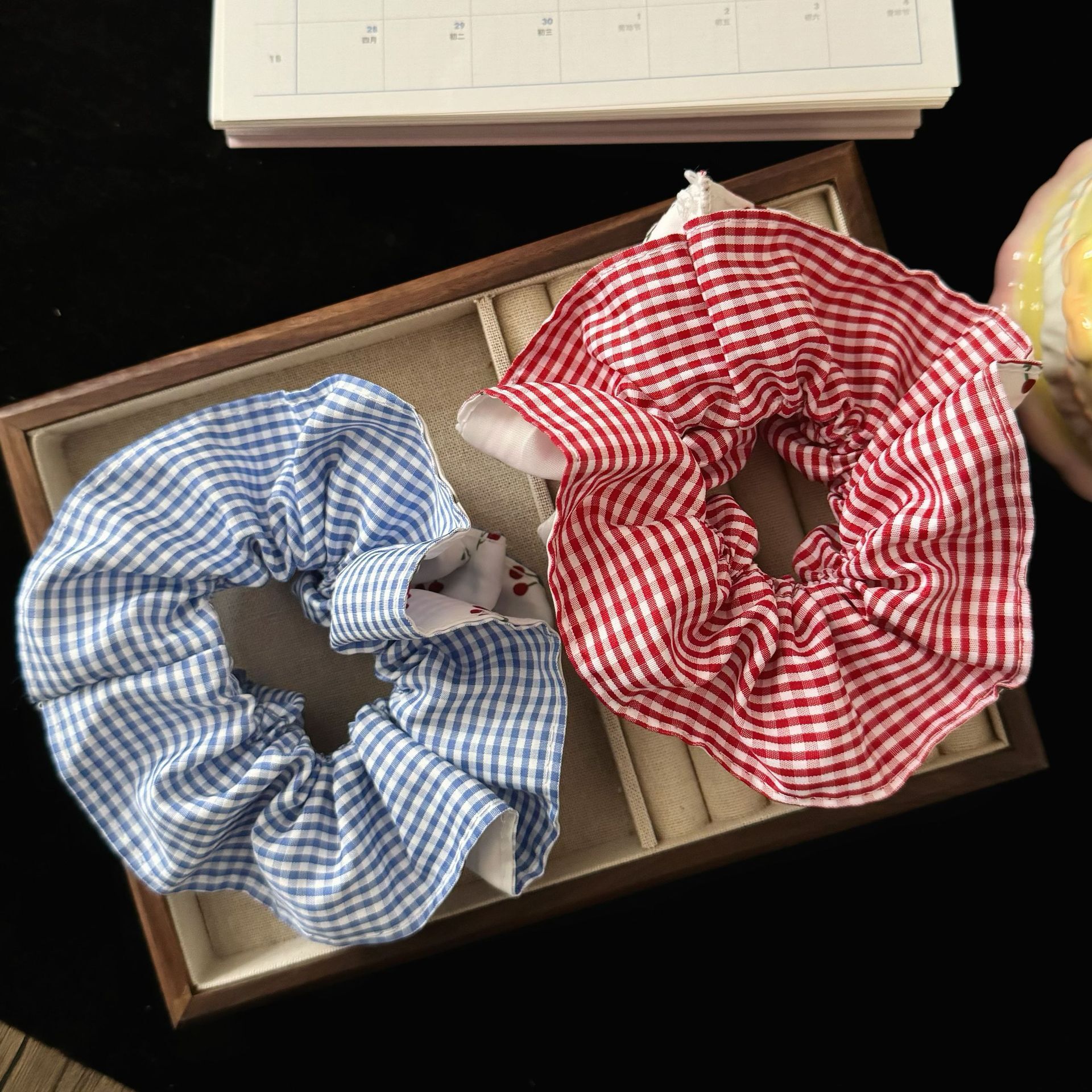 [3 FOR RM10] Korean Checkered Cherry Scrunchies