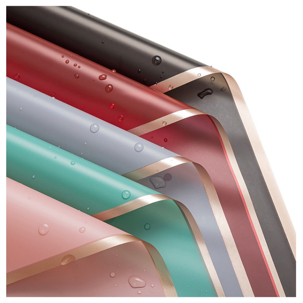 【台灣現貨速發】金邊霧面包裝紙 金邊果凍膜 鮮花包裝紙｜霧面 防水材質 花店耗材 禮品包裝