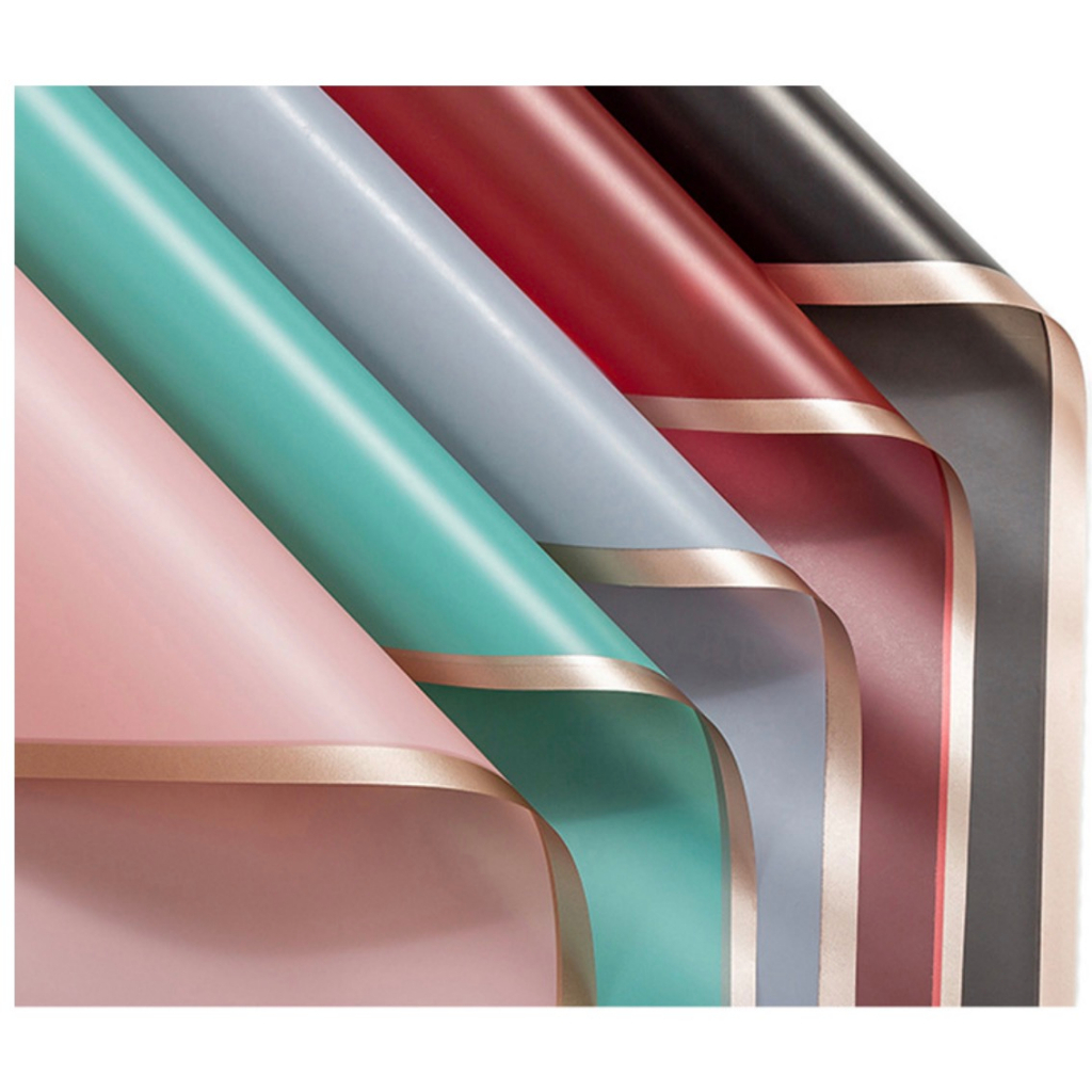 【台灣現貨速發】金邊霧面包裝紙 金邊果凍膜 鮮花包裝紙｜霧面 防水材質 花店耗材 禮品包裝