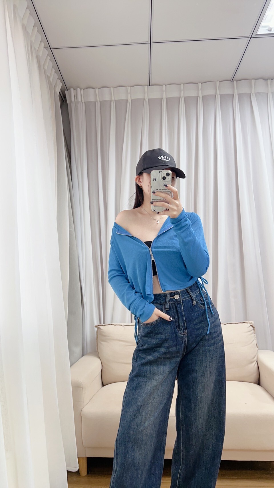 雙拉鍊側綁帶小外套