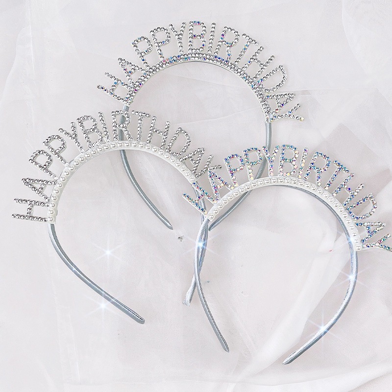 【台灣現貨速發】生日快樂髮箍 happy birthday 生日道具 髮箍 ｜仿水鑽｜happy birthday