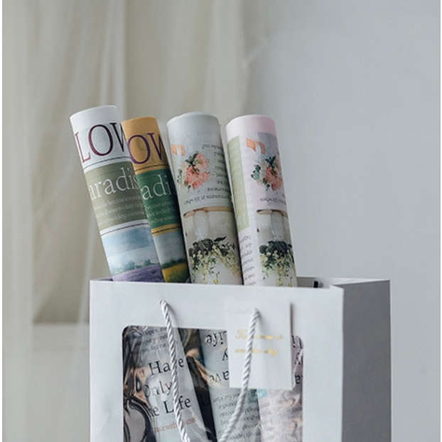 【台灣現貨速發】彩色英文包裝紙 復古英文報紙 英文雜誌｜1包20張｜ 花束花藝材料 拍攝道具 拍照背景紙