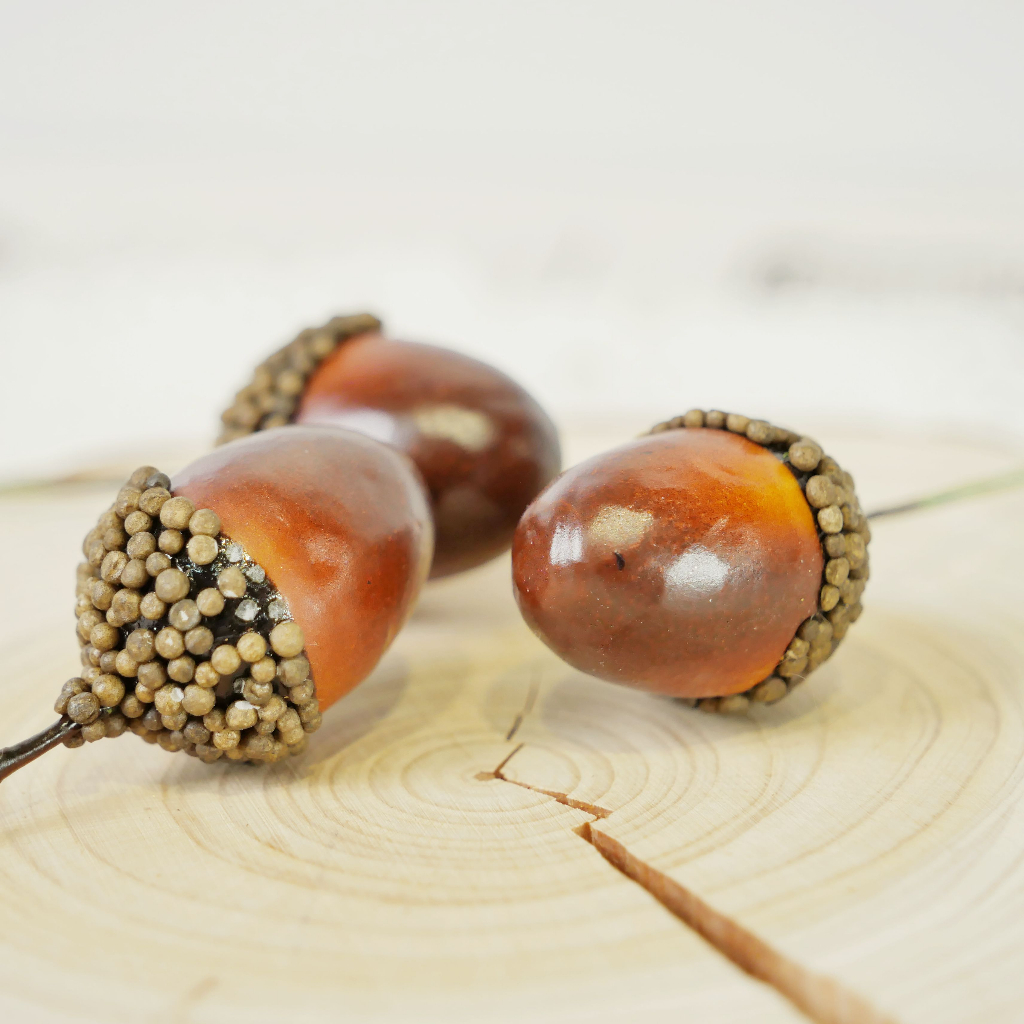 【台灣現貨速發】仿真橡樹果 橡樹果實 橡果 小花插 小插件 橡樹果花插｜ 聖誕樹裝飾