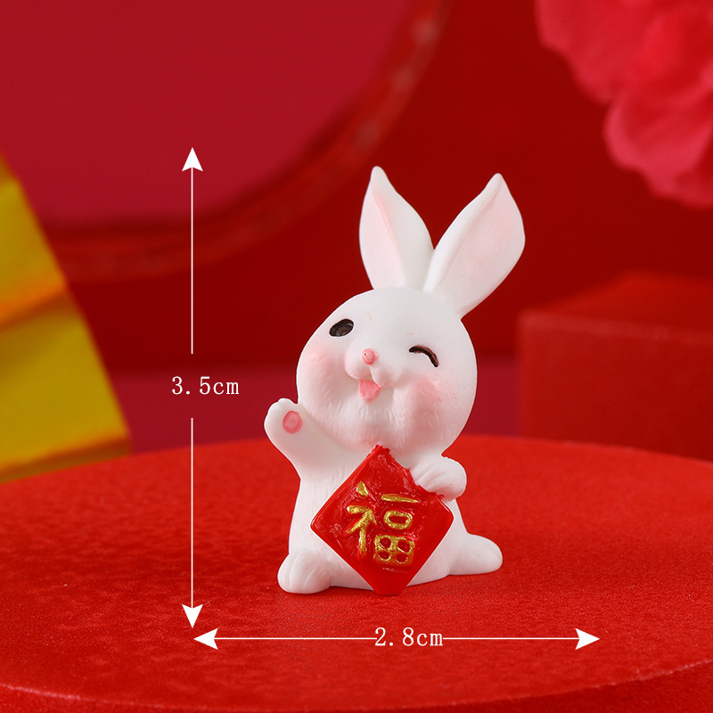 【台灣現貨速發】小兔子 小白兔｜紅蘿蔔 福字 福袋 公仔 多肉植物 迷你園藝 盆栽裝飾 微景觀擺件 造景裝飾公仔
