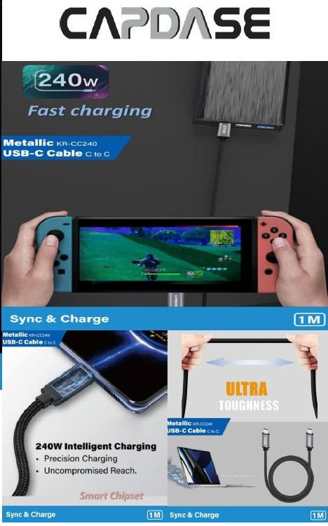 Capdase Metallic 240W USB-C To C Cable 1M - HC00-71G1
